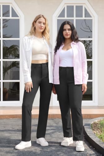 Image of Bamans Dress Pants Women Work Business Office Straight Leg Slacks