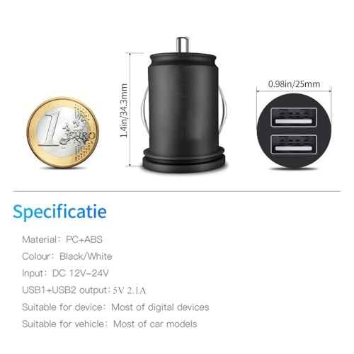 Adaptador de carga para coche de 20W con doble puerto USB blanco 2