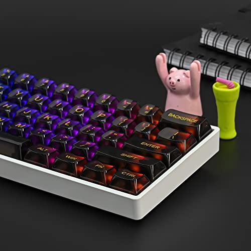 Image of Fogruaden 61 Keys Black Clear Keycap Set, OSA Profile Transparent PC Material Keycaps, Only Compatiable 61 Key Mechanical Keyboard, Keycap 60 Percent