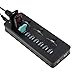 ZeroLemon High Speed 10 Port USB 3.0 HUB + 5V 2.1A Smart Charging Port with 3 Power Switches LED Indicators and 12V 4A Power Adapter [VIA VL812 Chipset]