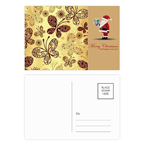 Cartes postales Papillon jaune Père Noël lot de 20 exemplaires en haute impression