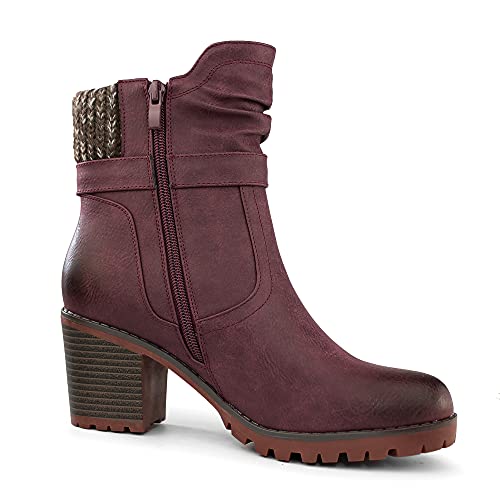 Hawkwell Women's Zipper Chunky Heel Ankle Booties4