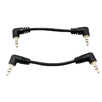 3.5mm Stereo Audio Cable, 2-Pack Gold Plated 3.5mm Male 90 Degree Right & Left Angled to Male 3 Pole Stereo Audio Adapter Cable for Smartphones Tablets Media Players 10cm/3.9inch