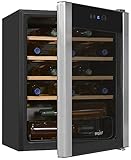 Contol digital de temperatura Frigorífico de Vino Exquisit WS1-24-GTE-030G negro  66 l de capacidad neta  negro  vino  frío  estantes de madera  display  luz LED