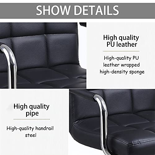 Tabouret de bar carré en cuir PU noir réglable avec assise en éponge pour îlot