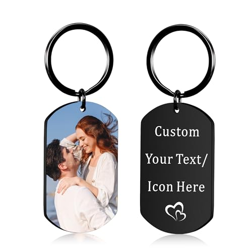 Generic Custom Keychain with Picture Personalized Photo/Text/Dog Tag Keychains for Family Men Boyfriend Dad Mom Birthday Wedding Fathers Day Class of 2024 Graduation Gifts for Him Her Girls Boys Teen