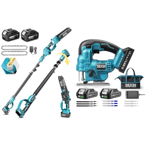 Image of SEESII 2-in-1 8-inch Pole Saw Mini Chainsaw & Jigsaw Combo Kit