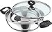 Vinod Kadai Poêle wok en acier inoxydable avec base à induction Diamètre 26 cm Capacité 3,8 l avec couvercle en verre