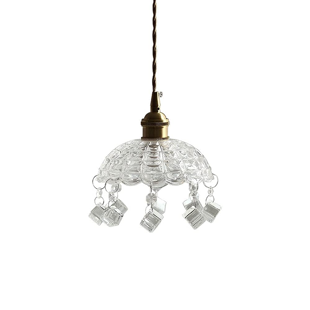 Lámpara de araña de cristal retro con soporte de metal tallado