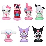 7pc Cute Anime Figurines Cake Topper, Kids Girl Happy Birthday Party Decoration Supplies Cake Decorations Toppers