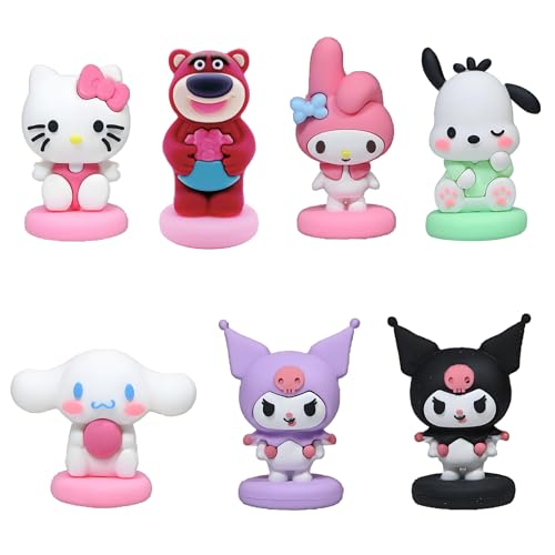 7Pc Cute Anime Figurines Cake Topper, Kids Girl Happy Birthday Party Decoration Supplies Cake Decorations Toppers