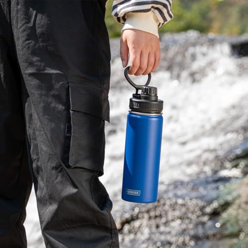 Image of koodee Water Bottle -16 oz Stainless Steel Double Wall Vacuum Insulated Water Bottle for School Wide Mouth Spotrs Flask with Leakproof Spout Lid (Navy)