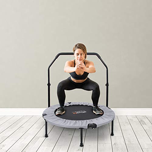 ATIVAFIT 40\" Foldable Trampoline Mini Exercise Rebounder with Adjustable Foam Handle Great for Body Fitness Training Indoor/Garden/Workout - Thumbnail 7