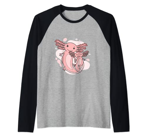Axolotl Family Funny Cute Kawaii Animal Lover Gráfico Camiseta Manga Raglan