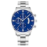 RORIOS Orologio Uomo Quartz Cinturino in Acciaio Inossidabile Molte Opzioni di Colore Resistente all'Acqua Quotidiana Leggero Orologioes Casual Giornaliero Argento blu