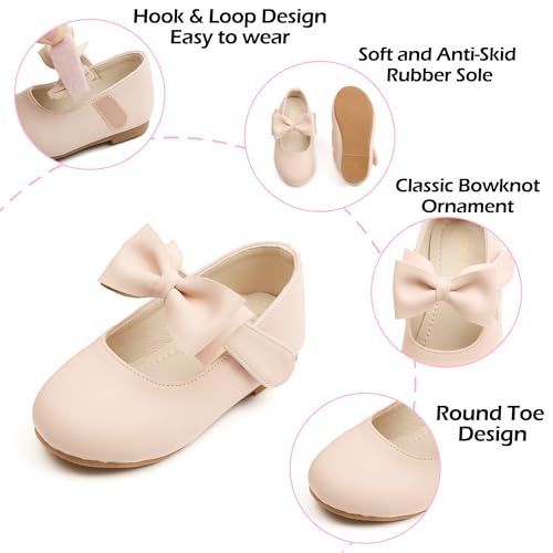 Image of PHIRAMIN Toddler Flower Girl Dress Shoes - Little Girl Mary Janes Flats Wedding