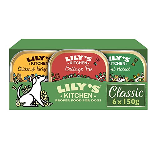 Set Tubidog Leberwurst + Lachscreme + Baconcreme + Geflügelcreme 3 Lily's Kitchen Classic Dinner Multipack Hunde Nassfutter (6 x 150g)