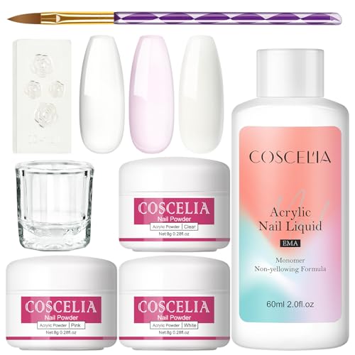 COSCELIA Kit Uñas Acrilicas Completo Juego De Uñas Acrílicas Profesional,60ML Monómero Acrilico Nail Art, Extensión De Uñas Kit,Uñas Acrílicas Accesorios