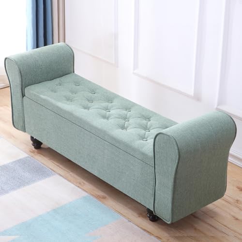 Lista de Arcones de almacenaje Top 5. 48 JIHAJU Banco de almacenaje, Otomana Banco al Final de la Cama, Tapizado capitoné Banco de Entrada, Arcón de almacenaje para Dormitorio, Sala de Estar, Entrada,...