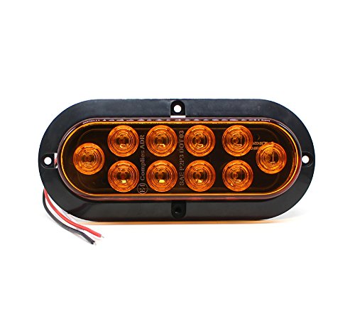 TMH (Pack of 2) 6 Inch 10 LED Surface Mount Oval Amber Turn Signal Side Marker Tail LED Light for Truck Trailer Trail Bus 12V DC