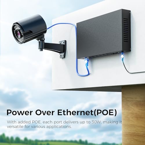 Image of PoE+ Ethernet Switch,IEEE802.3af /at, Up to 30W,Base-T,Desktop /Wall Mount, for AP & IP Cameras,Home,Gaming,Office,Plug & Play | Shielded Ports | Fanless Quiet,2.5 Gigabit 9 Port,120W,60Gbps