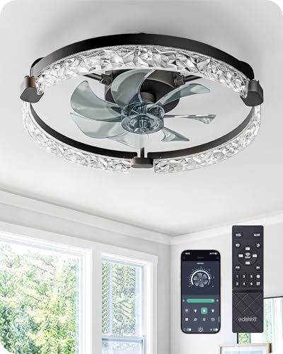 DEWENWILS&EDISHINE EDISHINE 20'' Ceiling Fans with Lights and Remote, Modern Black Fandelier