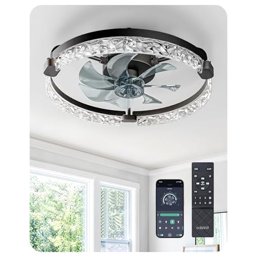 EDISHINE 20'' Ceiling Fans with Lights and Remote, Modern Black Fandelier