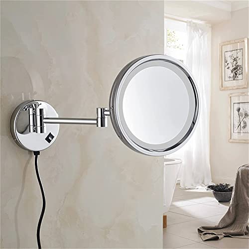 Miroir maquillage mural haut de gamme en chrome brillant de 8 pouces