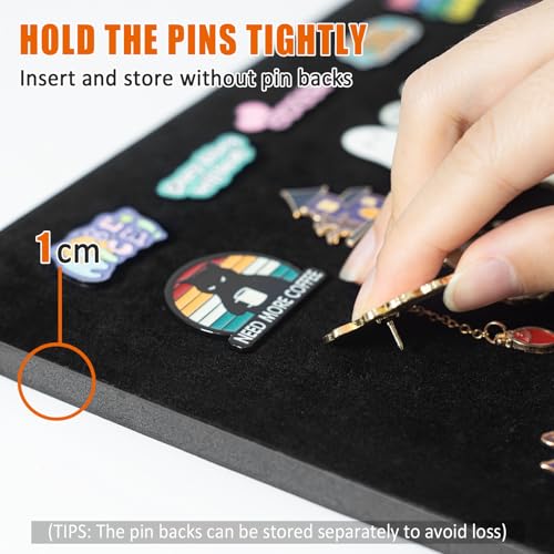 Enamel Pin Display Frame, 11x11 Shadow Box for Wall and Tabletop Display, Pin Collection Display, Pin Holder, Black - Thumbnail 2