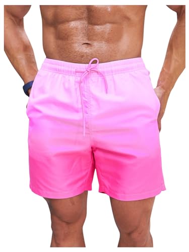 Floerns Men's Swim Trunks Ombre Print Quick Dry Swimwear Board Shorts
