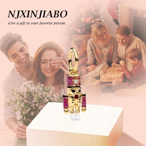 Image of S925 Sterling Silver Gold Plated Romantic Charms, Gifts for Mom Girlfriend Family on Valentine's Day Birthday Christmas Anniversary, Bracelet Necklace Bead Charm