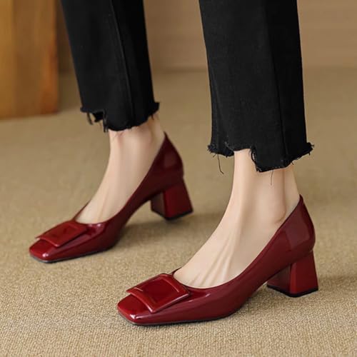 Escarpins à talons carrés bout pointu pour marcher confortablement