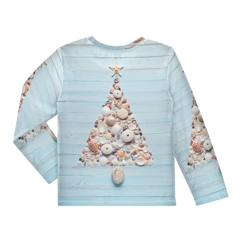 Boys Rash Guard Swim Shirt Long Sleeve UPF+ 50 Sun Shirts Quick Dry Shirt Tropical Christmas Tree Shells for Toddler Kids2