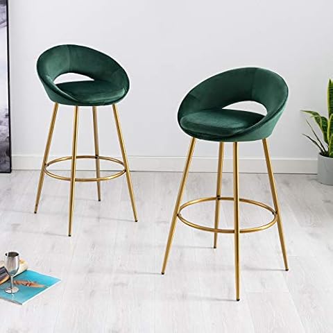 WAHSON OFFICE CHAIRS Taburetes de Bar con Respaldo Hueco, Juego de 2 (Verde) Cover