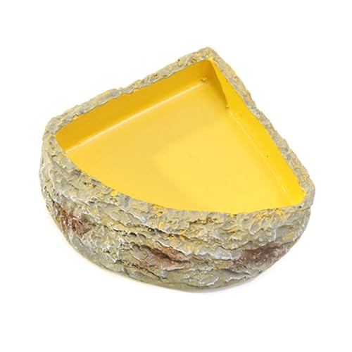 Bothyi Reptile Water Dish Reptile Feeder Terrarium Plate Rock Corner Food Feeding Bowl Food Dish for Chameleon Snake Tortoise Turtle, S