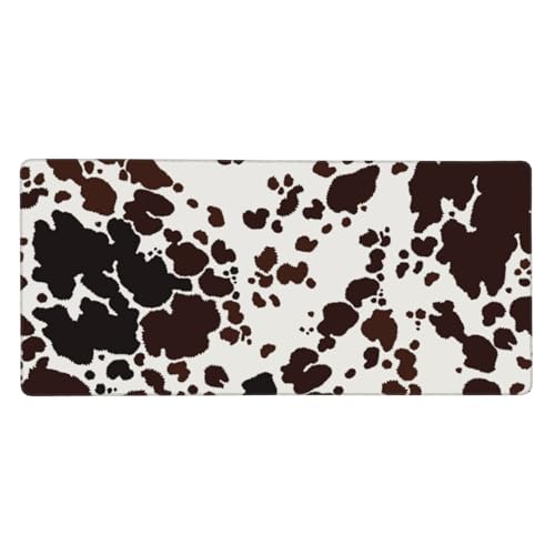 Tapis de Souris Grand Format Antidérapant Peau de Vache Brune 40 x 90 cm