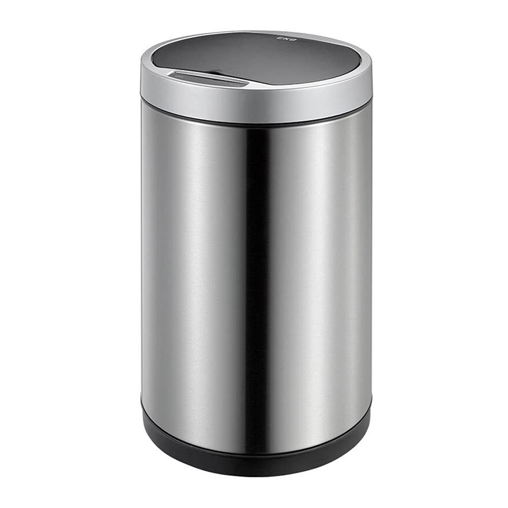 Non-contact Trash Can, Home Smart Sensor Opening 9L Capacity Waterproof and Odorless with Cover Kitchen Trash Can(Silver)