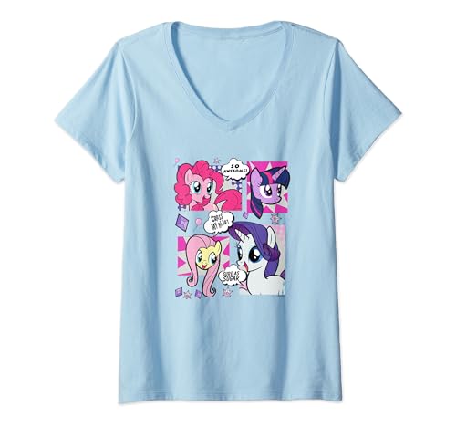T-shirt Col V My Little Pony Friendship Is Magic Group Shot Style BD pour Adulte