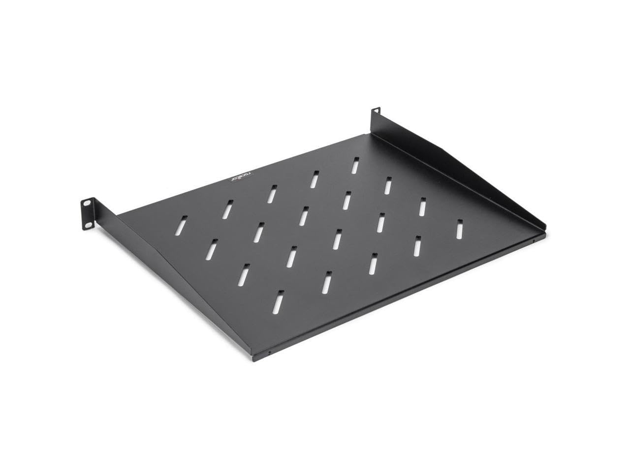 Rocstor 1U Universal Vented Rack Mount Shelf - 13.78in 350MM Depth - Black - 1U Rack Height x 19 Rack Width - 44lb / 20kg Weight Capacity - Cold-rolled Steel [CRS] - RoHS - Black