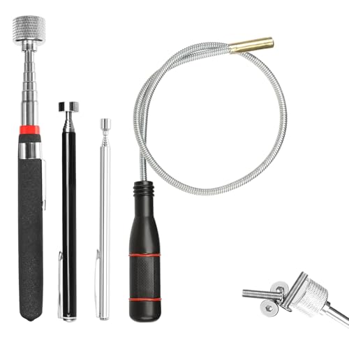 4 Stück Magnet Teleskopstab, Teleskop Magnet 1.5LB/5LB/10LB,550mm Flexibler Magnetheber Magnetstabgreifer zum Aufnehmen von Kleinen Teilen Autoteilen Metallgegenstände