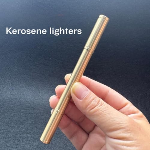 Image of Smoke King Lighter, Brass Gold Nunchaku Style, Dual Fuel Tank, Retro Bamboo Design, 360 Rotation, Windproof Refillable Metal Lighter for Outdoor, Camping, Collection (Fuel Not Included)
