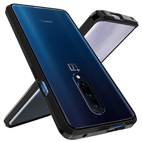 OnePlus 7 Pro Case, OUBA [Shock Absorbing] Air Hybrid Slim Thin Shockproof Armor Anti-Drop Crystal [Clear] Back + TPU Bumper Protective Case Cover Compatible for OnePlus 7 Pro - Black