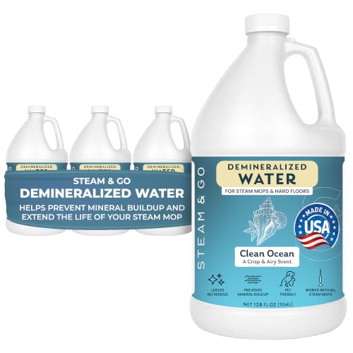 Image of Steam & Go Demineralized Water for Steam Cleaners, Clean Ocean, 4 x 1 Gallon