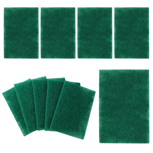 10 almohadillas de estropajo resistentes, almohadillas verdes, paño de limpieza de esponja de diamante, para platos, fregadores de cocina y baño