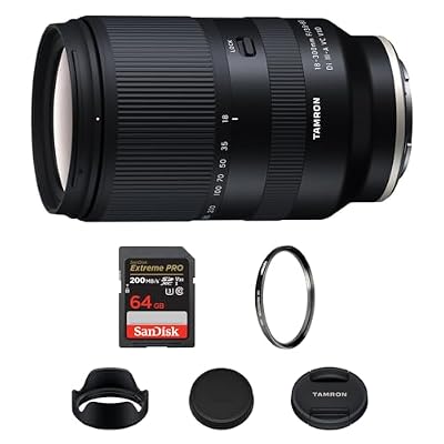 Tamron 18-300mm f/3.5-6.3 Di III-A VC VXD Lens (Sony E) with 16.6X Zoom & VC Stabilization, 64GB Extreme PRO SDXC Memory Card with 200MB/s Read Speed & Tiffen 67mm UV Filter for Clarity Bundle Kit