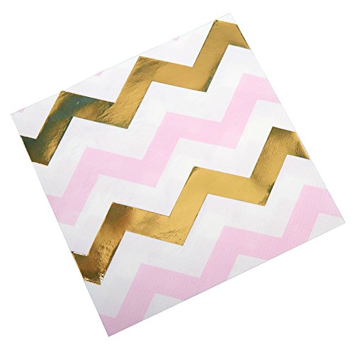 Neviti Motif Fonctionne  Serviette de Table Chevron, Rose, Lot de 16