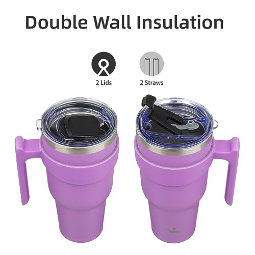 Image of Konokyo 40 oz Tumbler with Handle and Straw, Insulated Travel Mug