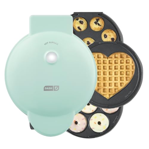 Dash MultiMaker® Treat Maker System - Make Mini Donuts, Cupcakes & Heart-Shaped Waffles -...