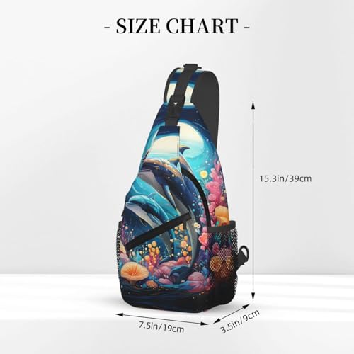 Sling Bag para Mujer y Hombre bolsa pechera con diseño de delfín miniatura 2