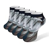 qsmghkd calzini alla caviglia per uomo e donna, 5 paia, con stampa nera e rossa, traspiranti, taglio basso, calzini da corsa per passeggiate casual, escursionismo, taglia 38-42, capra, 6-8